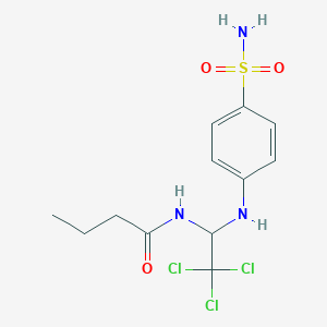 molecular formula C12H16Cl3N3O3S B3824472 N-{2,2,2-trichloro-1-[(4-sulfamoylphenyl)amino]ethyl}butanamide 