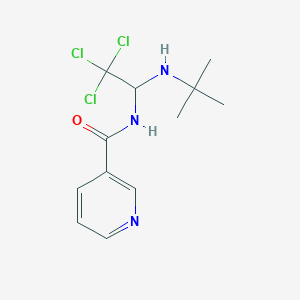 molecular formula C12H16Cl3N3O B3824516 N-[1-(tert-butylamino)-2,2,2-trichloroethyl]pyridine-3-carboxamide 