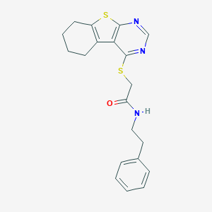 molecular formula C20H21N3OS2 B382469 N-(2-phenylethyl)-2-(5,6,7,8-tetrahydro[1]benzothieno[2,3-d]pyrimidin-4-ylsulfanyl)acetamide CAS No. 315678-73-0
