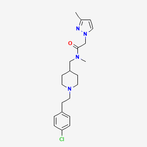 molecular formula C21H29ClN4O B3825017 N-[[1-[2-(4-chlorophenyl)ethyl]piperidin-4-yl]methyl]-N-methyl-2-(3-methylpyrazol-1-yl)acetamide 
