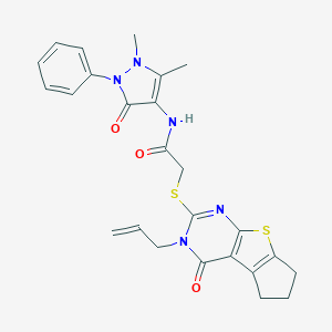 2-[(3-allyl-4-oxo-3,5,6,7-tetrahydro-4H-cyclopenta[4,5]thieno[2,3-d]pyrimidin-2-yl)thio]-N-(1,5-dimethyl-3-oxo-2-phenyl-2,3-dihydro-1H-pyrazol-4-yl)acetamide