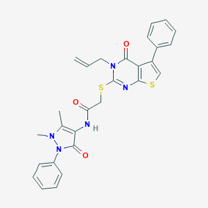N-(1,5-dimethyl-3-oxo-2-phenylpyrazol-4-yl)-2-(4-oxo-5-phenyl-3-prop-2-enylthieno[2,3-d]pyrimidin-2-yl)sulfanylacetamide