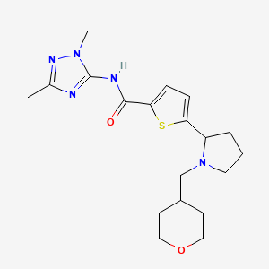 molecular formula C19H27N5O2S B3825181 N-(2,5-dimethyl-1,2,4-triazol-3-yl)-5-[1-(oxan-4-ylmethyl)pyrrolidin-2-yl]thiophene-2-carboxamide 