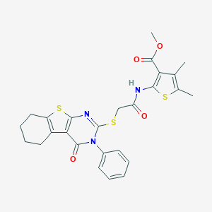 Methyl 4,5-dimethyl-2-({[(4-oxo-3-phenyl-3,4,5,6,7,8-hexahydro[1]benzothieno[2,3-d]pyrimidin-2-yl)sulfanyl]acetyl}amino)thiophene-3-carboxylate