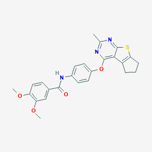 3,4-dimethoxy-N-{4-[(2-methyl-6,7-dihydro-5H-cyclopenta[4,5]thieno[2,3-d]pyrimidin-4-yl)oxy]phenyl}benzamide