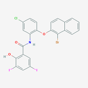 molecular formula C23H13BrClI2NO3 B3825342 N-{2-[(1-bromonaphthalen-2-yl)oxy]-5-chlorophenyl}-2-hydroxy-3,5-diiodobenzamide 