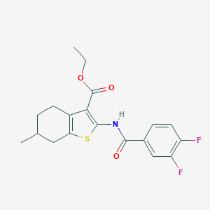 molecular formula C19H19F2NO3S B382538 Ethyl 2-[(3,4-difluorobenzoyl)amino]-6-methyl-4,5,6,7-tetrahydro-1-benzothiophene-3-carboxylate CAS No. 315684-27-6
