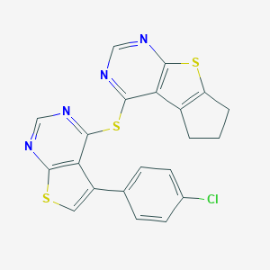 12-[5-(4-Chlorophenyl)thieno[2,3-d]pyrimidin-4-yl]sulfanyl-7-thia-9,11-diazatricyclo[6.4.0.02,6]dodeca-1(8),2(6),9,11-tetraene