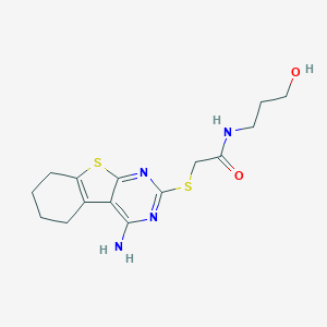2-[(4-amino-5,6,7,8-tetrahydro-[1]benzothiolo[2,3-d]pyrimidin-2-yl)sulfanyl]-N-(3-hydroxypropyl)acetamide