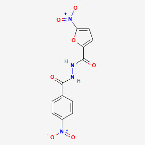 molecular formula C12H8N4O7 B3825798 4-NITRO-N'-(5-NITROFURAN-2-CARBONYL)BENZOHYDRAZIDE 