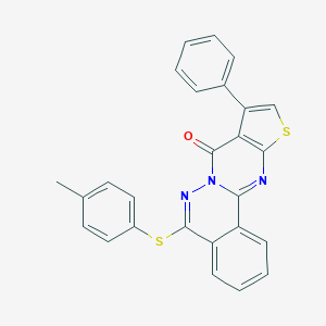 5-[(4-methylphenyl)sulfanyl]-9-phenyl-8H-thieno[2',3':4,5]pyrimido[2,1-a]phthalazin-8-one