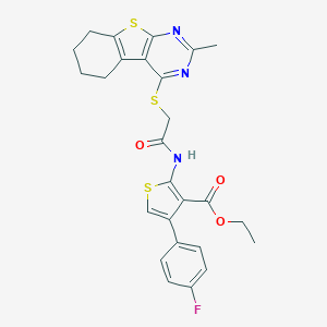 Ethyl 4-(4-fluorophenyl)-2-({[(2-methyl-5,6,7,8-tetrahydro[1]benzothieno[2,3-d]pyrimidin-4-yl)sulfanyl]acetyl}amino)-3-thiophenecarboxylate