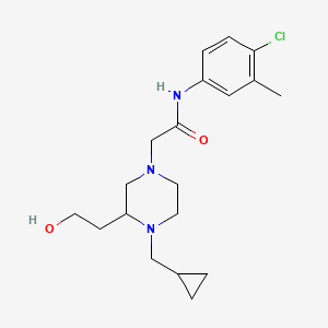 molecular formula C19H28ClN3O2 B3825922 N-(4-chloro-3-methylphenyl)-2-[4-(cyclopropylmethyl)-3-(2-hydroxyethyl)piperazin-1-yl]acetamide 