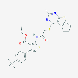 ethyl 4-(4-tert-butylphenyl)-2-({[(2-methyl-6,7-dihydro-5H-cyclopenta[4,5]thieno[2,3-d]pyrimidin-4-yl)sulfanyl]acetyl}amino)-3-thiophenecarboxylate