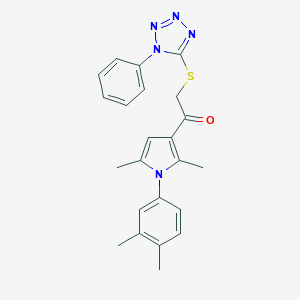 molecular formula C23H23N5OS B382598 1-[1-(3,4-dimethylphenyl)-2,5-dimethyl-1H-pyrrol-3-yl]-2-[(1-phenyl-1H-tetraazol-5-yl)sulfanyl]ethanone 