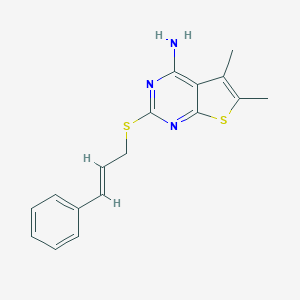 molecular formula C17H17N3S2 B382600 2-(Cinnamylsulfanyl)-5,6-dimethylthieno[2,3-d]pyrimidin-4-ylamine 