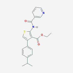 molecular formula C22H22N2O3S B382607 Ethyl 4-(4-isopropylphenyl)-2-[(pyridin-3-ylcarbonyl)amino]thiophene-3-carboxylate 