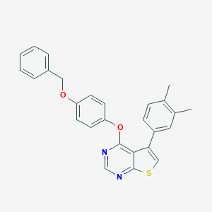 molecular formula C27H22N2O2S B382609 4-[4-(Benzyloxy)phenoxy]-5-(3,4-dimethylphenyl)thieno[2,3-d]pyrimidine CAS No. 315709-97-8