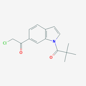 molecular formula C15H16ClNO2 B038261 6-Chloroacetyl-1-(2,2-dimethylpropanoyl)indole CAS No. 116621-13-7