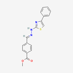molecular formula C18H15N3O2S B3826144 methyl 4-{(E)-[2-(4-phenyl-1,3-thiazol-2-yl)hydrazinylidene]methyl}benzoate CAS No. 5186-15-2