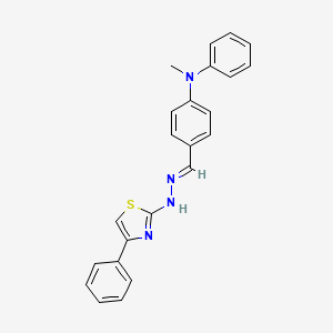molecular formula C23H20N4S B3826145 N-METHYL-N-PHENYL-4-[(E)-[2-(4-PHENYL-1,3-THIAZOL-2-YL)HYDRAZIN-1-YLIDENE]METHYL]ANILINE 