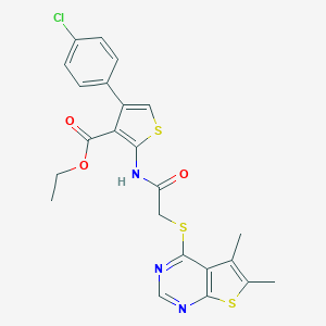 Ethyl 4-(4-chlorophenyl)-2-({[(5,6-dimethylthieno[2,3-d]pyrimidin-4-yl)sulfanyl]acetyl}amino)thiophene-3-carboxylate