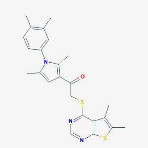 molecular formula C24H25N3OS2 B382616 1-[1-(3,4-dimethylphenyl)-2,5-dimethyl-1H-pyrrol-3-yl]-2-[(5,6-dimethylthieno[2,3-d]pyrimidin-4-yl)sulfanyl]ethanone 