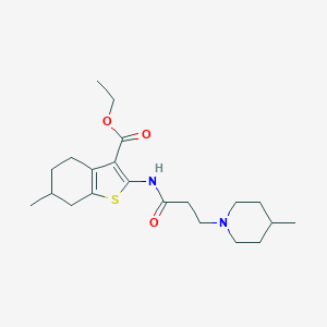 molecular formula C21H32N2O3S B382620 Ethyl 6-methyl-2-{[3-(4-methylpiperidin-1-yl)propanoyl]amino}-4,5,6,7-tetrahydro-1-benzothiophene-3-carboxylate 