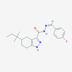 molecular formula C20H25FN4O B382637 N'-(4-fluorobenzylidene)-5-tert-pentyl-4,5,6,7-tetrahydro-1H-indazole-3-carbohydrazide 