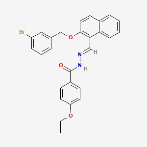 molecular formula C27H23BrN2O3 B3826521 N-[(E)-[2-[(3-bromophenyl)methoxy]naphthalen-1-yl]methylideneamino]-4-ethoxybenzamide 