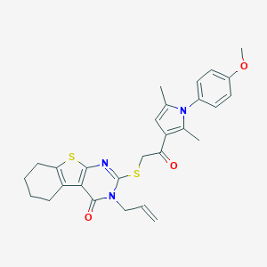 molecular formula C28H29N3O3S2 B382659 3-allyl-2-({2-[1-(4-methoxyphenyl)-2,5-dimethyl-1H-pyrrol-3-yl]-2-oxoethyl}thio)-5,6,7,8-tetrahydro[1]benzothieno[2,3-d]pyrimidin-4(3H)-one 