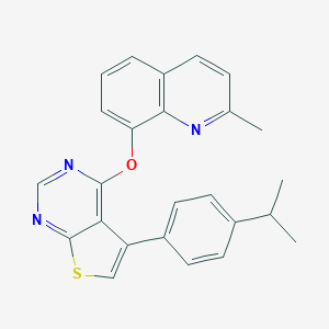 molecular formula C25H21N3OS B382672 8-{[5-(4-Isopropylphenyl)thieno[2,3-d]pyrimidin-4-yl]oxy}-2-methylquinoline CAS No. 379244-67-4