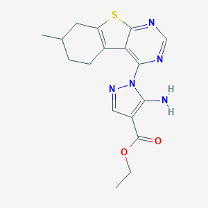 Ethyl 5-amino-1-(7-methyl-5,6,7,8-tetrahydro-[1]benzothiolo[2,3-d]pyrimidin-4-yl)pyrazole-4-carboxylate