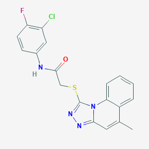 molecular formula C19H14ClFN4OS B382692 N-(3-chloro-4-fluorophenyl)-2-[(5-methyl-[1,2,4]triazolo[4,3-a]quinolin-1-yl)sulfanyl]acetamide CAS No. 379244-49-2