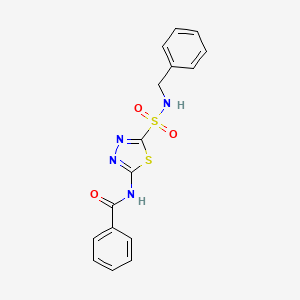 molecular formula C16H14N4O3S2 B3826940 N-[5-(benzylsulfamoyl)-1,3,4-thiadiazol-2-yl]benzamide 