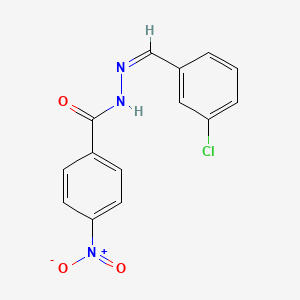 molecular formula C14H10ClN3O3 B3826968 N-[(Z)-(3-chlorophenyl)methylideneamino]-4-nitrobenzamide 
