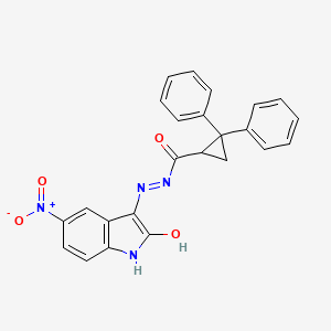 molecular formula C24H18N4O4 B3826976 N'-[(3Z)-5-NITRO-2-OXO-2,3-DIHYDRO-1H-INDOL-3-YLIDENE]-2,2-DIPHENYLCYCLOPROPANE-1-CARBOHYDRAZIDE 