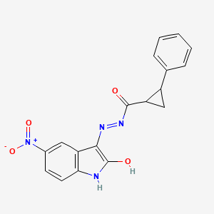 molecular formula C18H14N4O4 B3826990 N-[(2-hydroxy-5-nitro-1H-indol-3-yl)imino]-2-phenylcyclopropane-1-carboxamide 