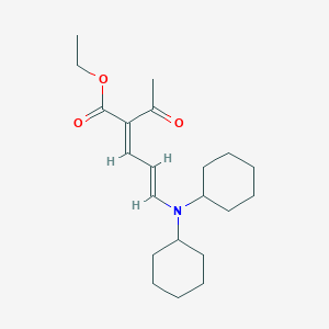 molecular formula C21H33NO3 B3827095 ethyl (2E,4E)-2-acetyl-5-(dicyclohexylamino)penta-2,4-dienoate 