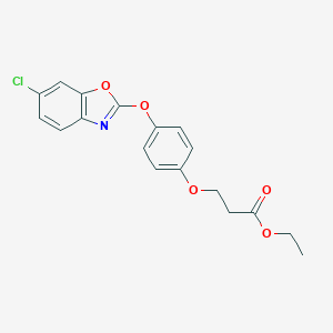 molecular formula C18H16ClNO5 B038272 Ethyl 2-(4-(6-chlorobenzoxazolyl-2-oxy)phenoxy)propionate CAS No. 116573-18-3