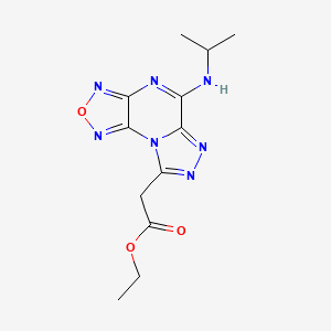 molecular formula C12H15N7O3 B3827203 Ethyl 2-[8-(propan-2-ylamino)-4-oxa-1,3,5,7,10,11-hexazatricyclo[7.3.0.02,6]dodeca-2,5,7,9,11-pentaen-12-yl]acetate 