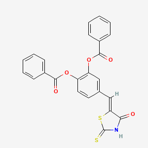 molecular formula C24H15NO5S2 B3827285 [2-benzoyloxy-4-[(Z)-(4-oxo-2-sulfanylidene-1,3-thiazolidin-5-ylidene)methyl]phenyl] benzoate 