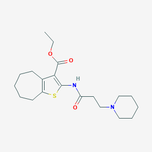 molecular formula C20H30N2O3S B382755 ethyl 2-[(3-piperidin-1-ylpropanoyl)amino]-5,6,7,8-tetrahydro-4H-cyclohepta[b]thiophene-3-carboxylate 