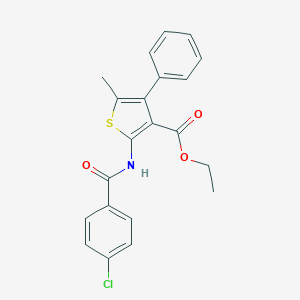 molecular formula C21H18ClNO3S B382767 Ethyl 2-[(4-chlorobenzoyl)amino]-5-methyl-4-phenyl-3-thiophenecarboxylate 