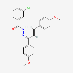 molecular formula C24H21ClN2O3 B3827712 N-[(E)-[(E)-1,3-bis(4-methoxyphenyl)prop-2-enylidene]amino]-3-chlorobenzamide 