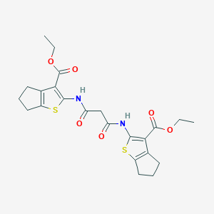 molecular formula C23H26N2O6S2 B382796 ethyl 2-[(3-{[3-(ethoxycarbonyl)-5,6-dihydro-4H-cyclopenta[b]thien-2-yl]amino}-3-oxopropanoyl)amino]-5,6-dihydro-4H-cyclopenta[b]thiophene-3-carboxylate 