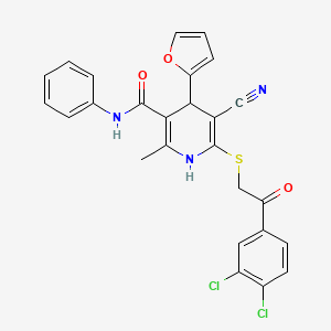 molecular formula C26H19Cl2N3O3S B3828023 5-cyano-6-[2-(3,4-dichlorophenyl)-2-oxoethyl]sulfanyl-4-(furan-2-yl)-2-methyl-N-phenyl-1,4-dihydropyridine-3-carboxamide 