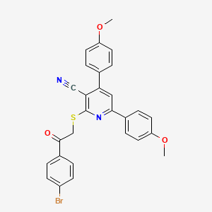 molecular formula C28H21BrN2O3S B3828043 2-{[2-(4-Bromophenyl)-2-oxoethyl]sulfanyl}-4,6-bis(4-methoxyphenyl)pyridine-3-carbonitrile 