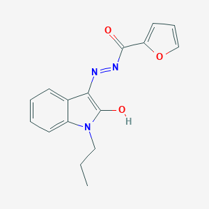 molecular formula C16H15N3O3 B382806 N'-(2-oxo-1-propyl-1,2-dihydro-3H-indol-3-ylidene)-2-furohydrazide 