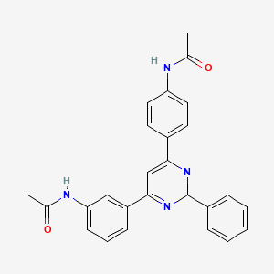 molecular formula C26H22N4O2 B3828215 N-[4-[6-(3-acetamidophenyl)-2-phenylpyrimidin-4-yl]phenyl]acetamide 